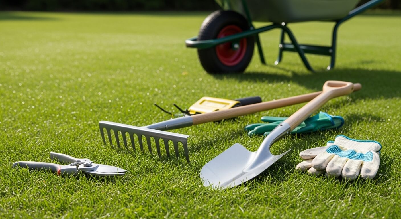 Professioneel tuingereedschap klaar voor gebruik