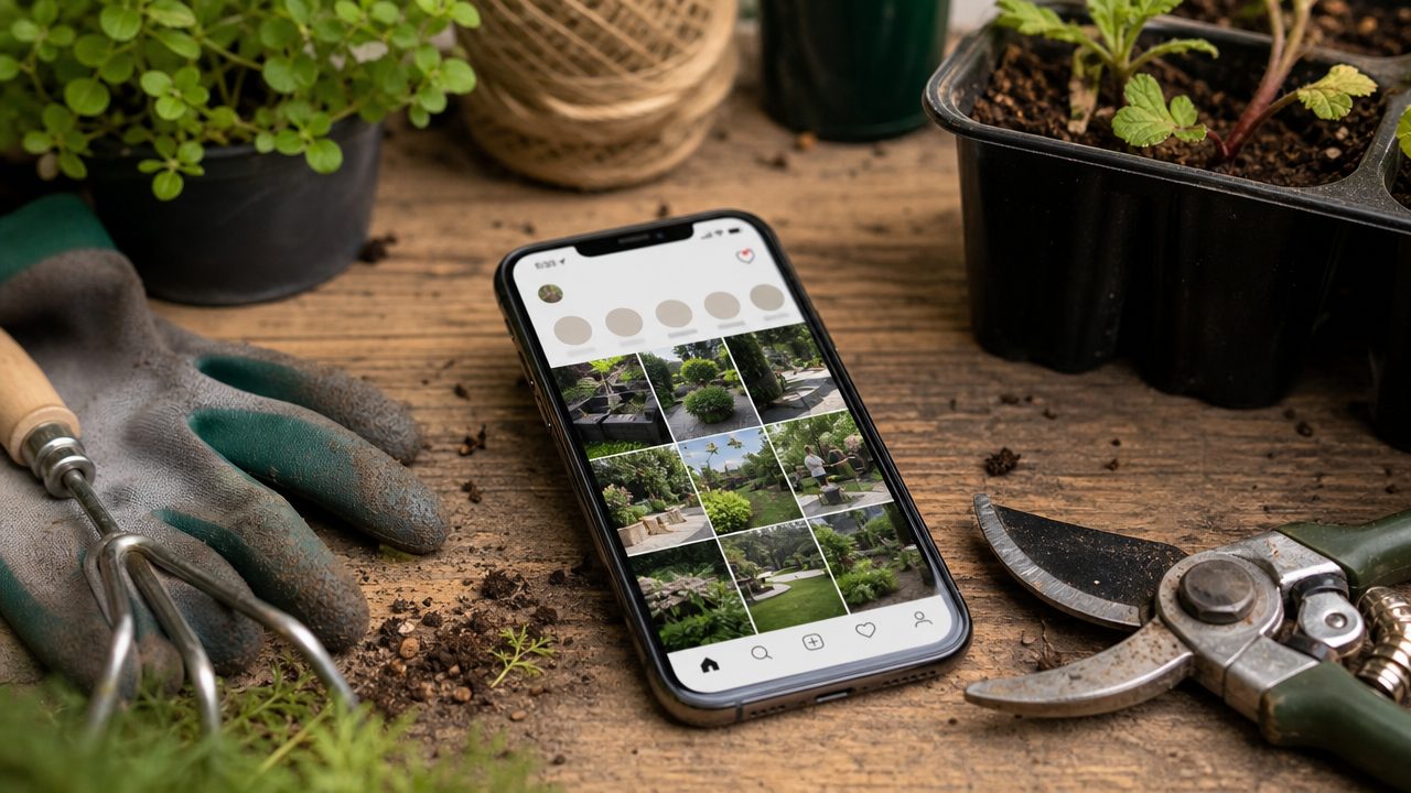 Instagram feed voor hovenier op smartphone